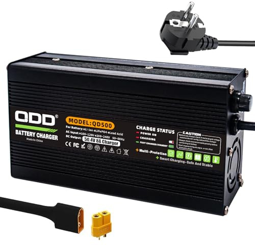 QDD 50,4 V 8 A Lithium-Ladegerät mit Kühlsystem für 12S 44,4 V Lithium-Batterie DC XT60 Stecker