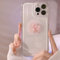 XCuihulle Hülle für iPhone 13 Pro Handyhülle Niedliche Clear Case 3D Bow Schleife Schutzhülle Silikon TPU Bumper Cover Frauen Mädchen Stoßfeste Kratzfest Slim Case-Rosa Schleif