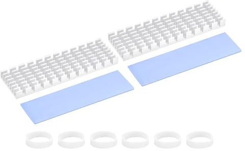 PATIKIL M.2 2280 Nvme SSD Heatsink 70x22x6mm, 2 Set Radiator Cooler Aluminum Heat Sink Cooling Fin with Thermal Pad/Tape/Rubber Ring for Laptop Electronics CPU Led, Silver