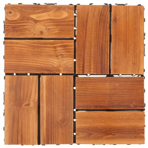 ZMCGNO 29x29cm Holz ineinander greifende Terrassenfliesen Plattform Terrasse Garten ineinander greifende Bodenfliesen for den Innen- und Außenbereich haben Farbunterschiede