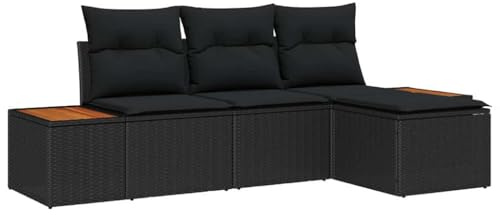vidaXL Gartensofa-Set 4 STK. Schwarz Poly-Rattan