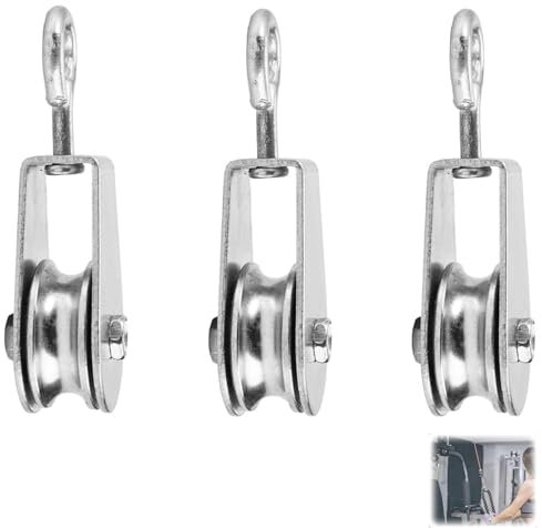 YSBCNK 3 Pcs Pulley System, Zinc-Plated Iron Pulley Wheels for Washing Line and Gym Equipment, Heavy Duty Pulley Block with 2 Inch Diameter, Rope Pulley for Indoor Outdoor Use