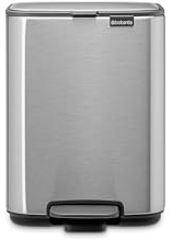 Brabantia Bo Pedal Bin 4L (Matt Steel Fingerprint Proof), Space-Efficient and Soft Closing Waste Bin with Light Pedal Operation, Easy to Clean Inner Bucket with Free PerfectFit Rubbish Bags Included