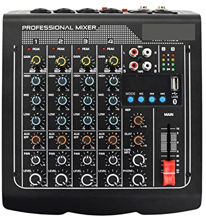DJ-Mixer-Controller AM-AKS1 Audiomischer für Streaming/Podcasting/Gaming, Telefon, Computer(Black EU plug)