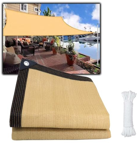 Sonnensegel, 90 % Stoff, 8 x 20 m, UV-beständig, Sonnenschutz, für den Außenbereich, Stoff, für Garten, Schatten, Segel, verschiedene Farben, Beige