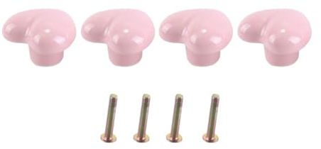 ACOLY 4Pcs Cute Chest Of Drawers Knobs Ceramic Cabinet Knobs Love Shape Door Pull Knob for Cupboard Drawer Kitchen Wardrobe (Pink)