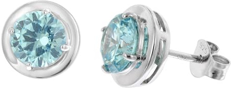 trendor Damen-Ohrringe 925 Silber Ohrstecker Zirkonia Swiss Blau 21326-03