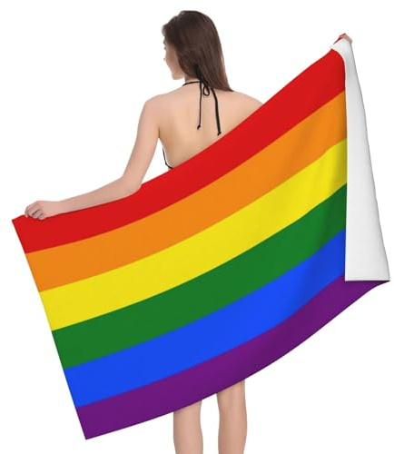 Newhomestyle LGBT Pride Regenbogen Strandtuch, schnell trocknendes saugfähiges Badetuch, LGBT Pride Geschenk Dünnes leichtes Pooltuch für Reise, Yoga, Schwimmen, Spa - 77x153cm / 30x60 Zoll