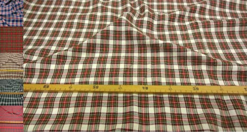 StoffBook Baumwolle SCHOTTENKAROS Tartan-Stoff KAROSTOFF Stoff, B976 (WEIß/ROT/GRÜN)