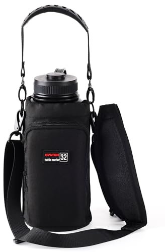 OYATON Water Bottle Holder With Strap for 32oz Bottles, Water Bottle Carrier Bag With Pocket and Handle for Walking Travel and Hiking(Exclude Bottle)