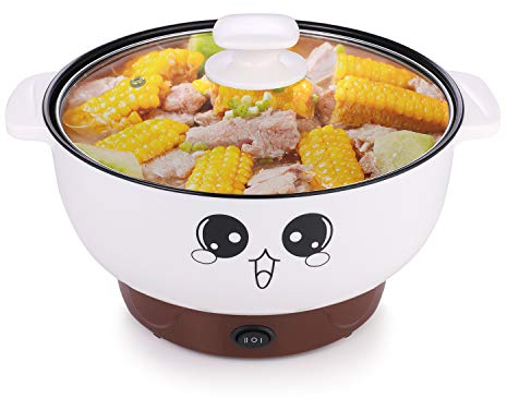 Non-Stick Electric Hot Pot Mini Heating Pan, 3.2L Stainless Steel Electric Skillet Pan, Multi-Cooker Round Frying Pan with Lid for Stir Fry/Stew/Steam, Perfect for Pasta/Noodles/Egg/Soup/Oatmeal