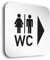 Türschilder der Extraklasse! • WC rechts • Toilettenschild in der Größe 150 x 150 x 1,5 mm • Aunsichtbare 5mm Abstandhalter verleihen dem Türschild einen exklusiven schwebe Effekt