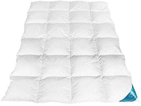 Sandaro Home Daunendecke 135x200 cm Natur-Daunen Ganzjahres Decke Steppdecke Daunendecken Gänsedaunen Federn 100% Natur, Öko-Tex Zertifiziert, 1100gr.