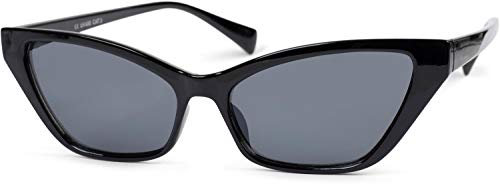 styleBREAKER Damen Sonnenbrille im schmalen Cateye Stil, Katzenaugen Design, Kunststoff Rahmen und Polycarbonat Gläser, Retro Look 09020091, Farbe:Gestell Schwarz/Glas Grau getönt