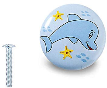 Decoranddecor 55mm Rounded Knob Kids Children Child Bedroom Pulls Drawer Ceramic Porcelain Wardrobe Door Pull Handle Kitchen Cupboard Cabinet Drawer (55mm with One Hole, B-108)