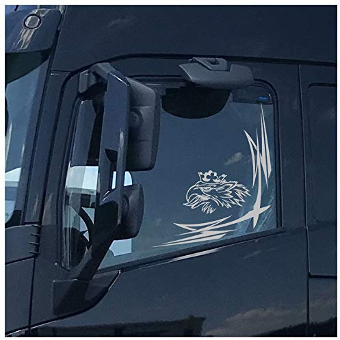 Greif Fensterdekor LKW Aufkleber Dekor Sticker Fenster Scallops Ornamente Rauten KX036 (Milchglas, Innenklebend)