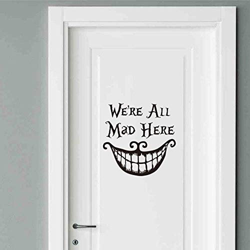 Wir Sind Alle Hier Verrückt Zitat Vinyltür Aufkleber Alice Im Wunderland Wandtattoo Kinderzimmer Kunst Tapete Für Kinder Baby Room Home Dekoration 22Cm X 22Cm