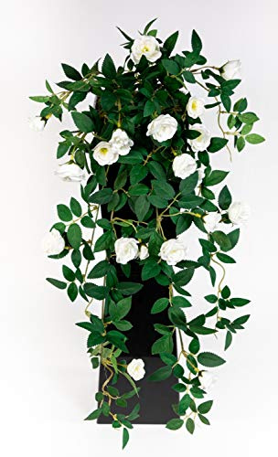 Seidenblumen Roß Rosenranke 62cm weiß ZF Kunstpflanzen Kunstblumen künstliche Pflanzen künstliche Rosen Rosenhänger