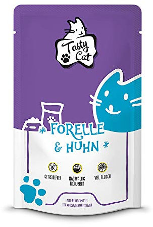 Tasty Cat Nassfutter für Katzen Forelle & Huhn 12 x 125g. | getreidefrei | zuckerfrei