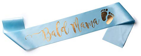 OLILLY Schärpe für Baby Shower in Deutsch - Bald Mama (Blau und Gold)