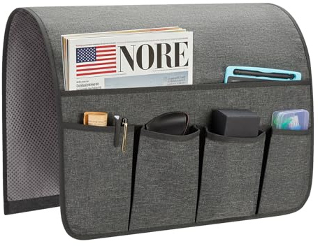 SYSOV Sofa Armrest Organizer, Remote Control Holder for Recliner Couch, Arm Chair Caddy with 6 Pockets for Magazine, Tablet, Phone, iPad