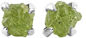 Starborn Roh Peridot Olivin Edelstein Ohrstecker 925 Sterling Silber