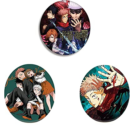 Jujutsu-Kaisen-Anstecknadeln, rund, für Jacken, Hüte, Rucksäcke, Dekoration, 3 Stück