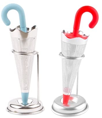 SOLUSTRE Edelstahlsieb Tee Infuser Filter: 2 Stücke Fine Mesh Tee Kugel Filter Regenschirm Form Teeintervall Diffusor für Lose Tee Gewürzgewürzen Perkolator-Kaffeefilter