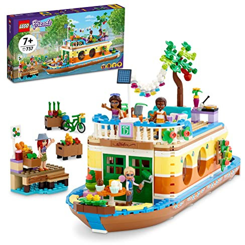 LEGO 41702 Friends La Peniche, Giocattolo Barca per Bambini dai 7 Anni con Giardino, 4 Mini Bambole, Figure Animali, Set Natura