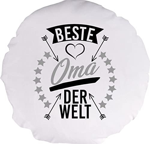 Shirtinstyle Kissen, Beste Oma der Welt, Danke das es Dich gibt! Kuschelkissen Sofa Kissen, Farbe Weiß Rund, Größe 40cm