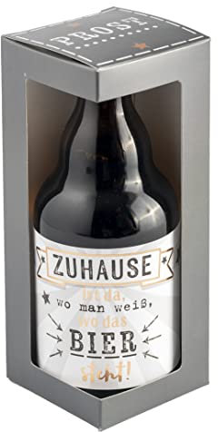 Jack`s Bierflasche ZUHAUSE IST DA, WO MAN WEIß, WO DAS BIER STEHT! mit Geschenkverpackung 0,33 l/Männergeschenk/Zum Geburtstag/Party