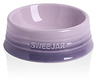 Sweejar Gradient Dog Bowl, Ceramic Dog Food Dish for Puppy and Kitten, Porcelain Pet Bowl for Food and Water 8 oz (Gradient Purple)
