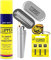 Clipper 1 Encendedor Mechero Clásico Largo Metal Plateado Brillo y Mate + 1 Llavero+1gas+1 Pack de 3Piedra de Ignición Flint (Plateado Kit)