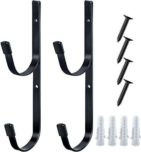 Pool Pole Hanger for Fence(2 Pack) Black Pool Equipment Hooks Heavy Duty Pool Tool Organizer for Telescopic Poles, Skimmers, Leaf Rakes,Pool Hose,Garden Tools,Brushes and Swimming Pool Accessories