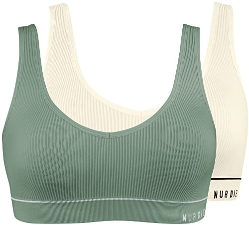 Nur Die Damen Retro Bustier 2er Pack Unterw sche, Khaki/Offwhite,44-46