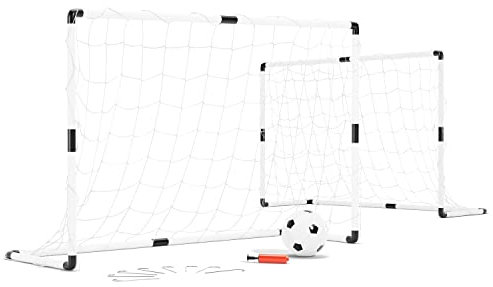 2 Cages de Foot pour Enfant 120 x 80cm, 1 Ballon et Pompe Inclus, intérieur/extérieur