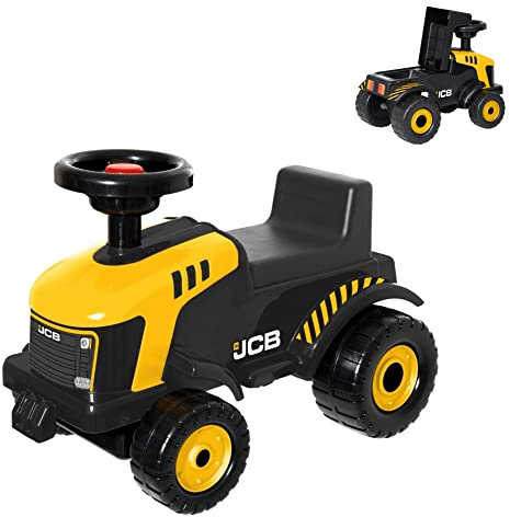 HTI JCB Ride on Tractor Toy Toddler Foot to Floor | Fastrac Construction Push Car with Squeaky Horn and Under Seat Storage Kids Along Juniors Ages 2+ (1437755)