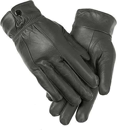 Damen Lederhandschuhe, extra weich und warm, wasserdichte Handschuhe für Damen, grau, S-M