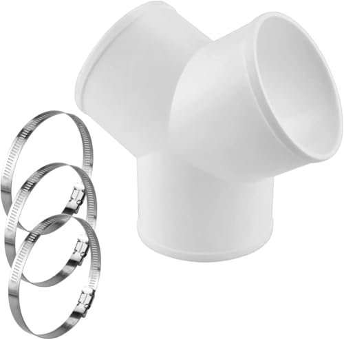 Conector de conducto en forma de Y de 3 vías, divisor de conducto ABS para manguera de ventilación de secador de ventilador de escape, 4 pulgadas de diámetro con 3 abrazaderas de manguera