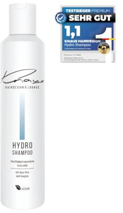 Knaus Hairdesign Hydro Reichhaltiges Shampoo für trockenes, strapaziertes und gefärbtes Haar - Haarshampoo mit Aloe Vera und Seegras B3 - Allergiker geignet VEGAN