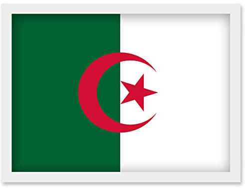 Artery8 Algeria National Flag Patriotic Vexillology World Flags Country Region Poster Artwork Framed Wall Art Print A4