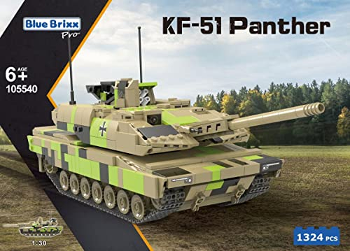 BlueBrixx 105540 – Kampfpanzer Panther KF51, Bundeswehr aus Klemmbausteinen mit 1324 Bauelementen. Kompatibel mit Anderen Klemmbausteinherstellern. Lieferung in Originalverpackung.
