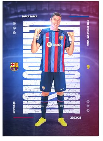 Displate FC Barcelona Metal Poster Barcelona Poster Fc Barcelona Deko Barcelona Plakette FC Barcelona Fanartikel FC Barcelona - FCB Home - Lewandowski Poster 67,5x48cm