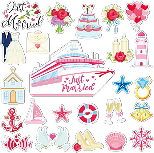Lounsweer 24 Stück Hochzeit Kreuzfahrt Tür Dekorationen Lustige Kreuzfahrt Tür Magnet Hochzeit Magnete Magnetische Anker Kreuzfahrt Schiff Dekorationen Kühlschrankmagnet Aufkleber für Kabinentür