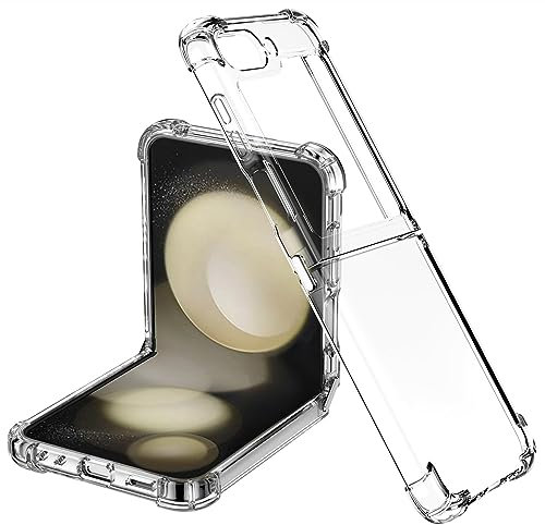Coque pour Samsung Galaxy Z Flip 5, [Militaire Antichoc Protection][avec Boucle Connexion Métal] Hard PC et TPU Silicone Bumper pour Samsung Galaxy Z Flip 5 5G,Transparent