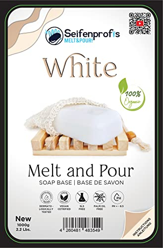 Seifenprofis - 250g Weiß - Glycerinseife Rohseife Seifenbasis - (SLS+SCS-Frei) 100% Vegan zum Seifengießen Seife selber machen