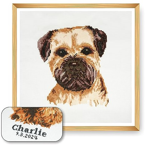 Trimits Large Cross Stitch Kits - Counted Embroidery Needlework for Adults Beginners Kids, Christmas Gifts Wall Art (Frame Not Included), 11 Count, Border Terrier