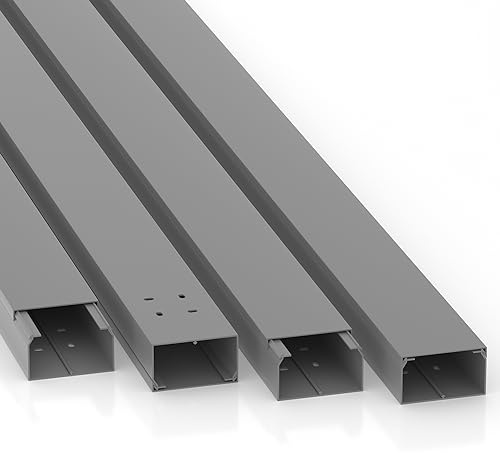 CILSON Kabelkanal, 100x60 mm, 1x1 m, Grau, Bodenlochung | PVC, UV-beständig, Innen & Außen, 1 Stange à 1 m, Made in Germany