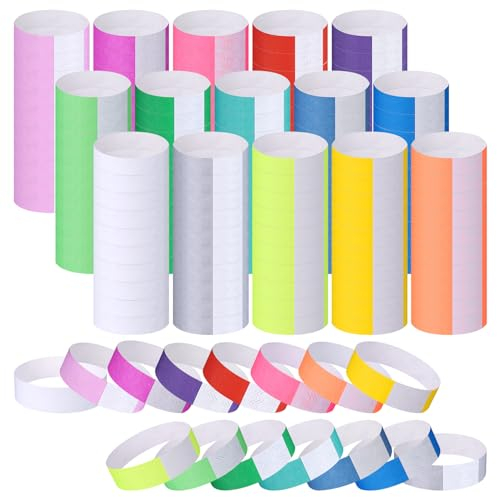 150 Pezzi Braccialetti Carta Eventi, Braccialetti al Neon Impermeabili, Braccialetti per Festival, Braccialetti di Carta Colorata per Eventi, Feste, Discoteche, Parchi Acquatici, Concerti Musicali