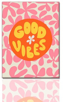 Good Vibes, Vintage-Wandkunst-Dekor, niedliches, inspirierendes, ästhetisches Poster, Vintage-Stil, weiche rosa und orangefarbene Modegemälde, Drucke, Boho-Wandkunst für Schlafzimmer, Badezimmer,